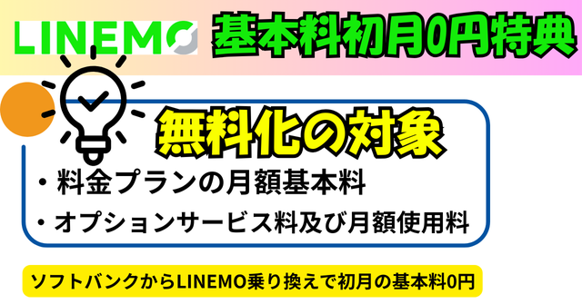 ソフトバンクからLINEMO乗り換え基本料初月0円特典